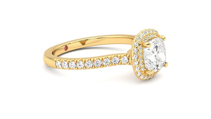 Taylor & Hart Aflutter Cushion Engagement Ring 360 degree image 7