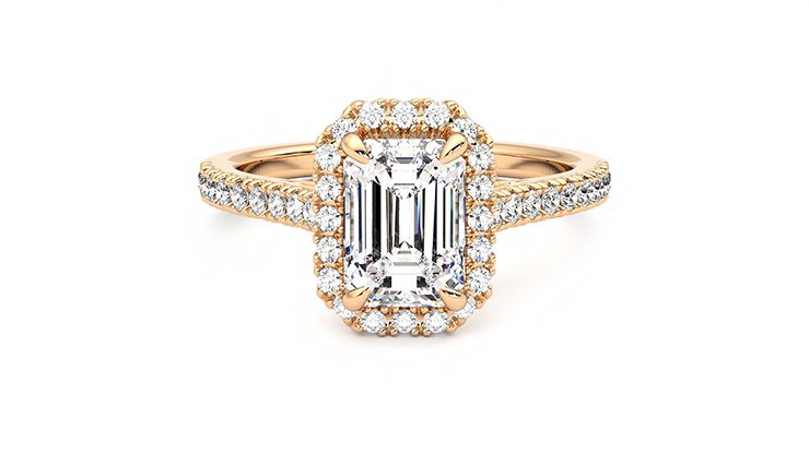 Taylor & Hart Allure Emerald Engagement Ring 360 degree image 0