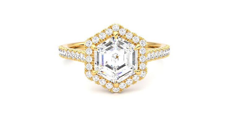 Taylor & Hart Allure Hexagonal Engagement Ring 360 degree image 1