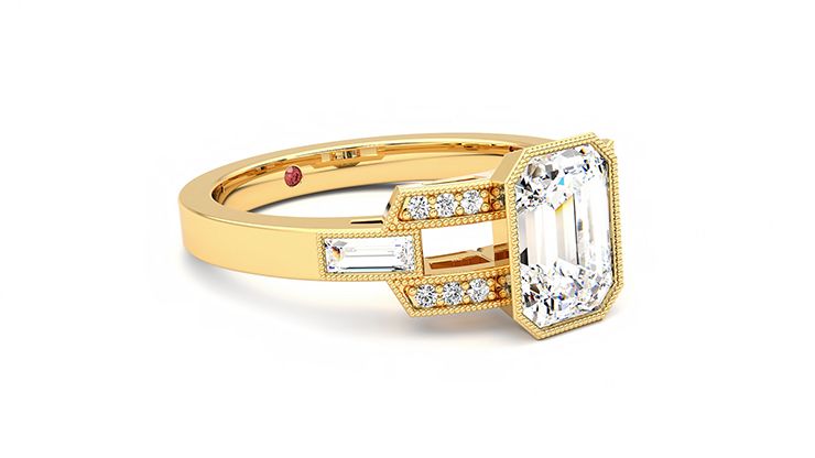 Taylor & Hart Artemis Emerald Engagement Ring 360 degree image 6