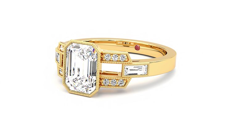 Taylor & Hart Artemis Emerald Engagement Ring 360 degree image 25