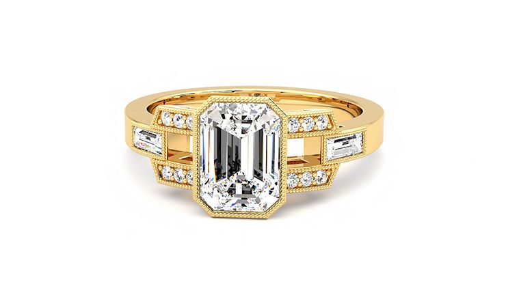 Taylor & Hart Artemis Emerald Engagement Ring 360 degree image 28