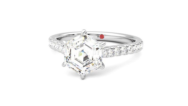 Taylor & Hart Aurora Hexagonal Engagement Ring 360 degree image 27