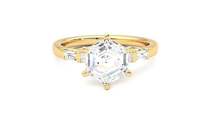 Taylor & Hart Carrara Hexagonal Engagement Ring 360 degree image 1
