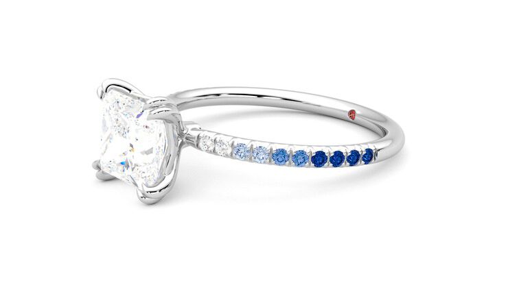 Taylor & Hart Damson Princess Engagement Ring 360 degree image 23