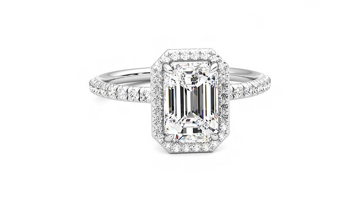 Taylor & Hart Dawn Emerald Engagement Ring 360 degree image 1