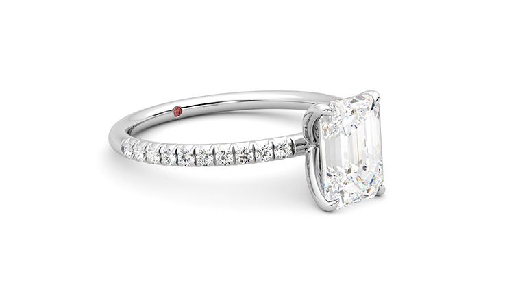 Taylor & Hart Dulcet Emerald Engagement Ring 360 degree image 7