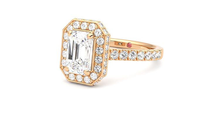 Taylor & Hart Elixir Emerald Engagement Ring 360 degree image 25