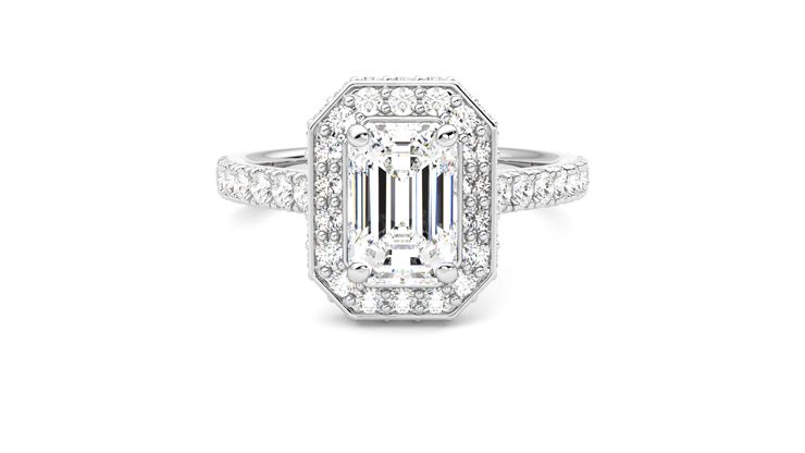 Taylor & Hart Elixir Emerald Engagement Ring 360 degree image 0