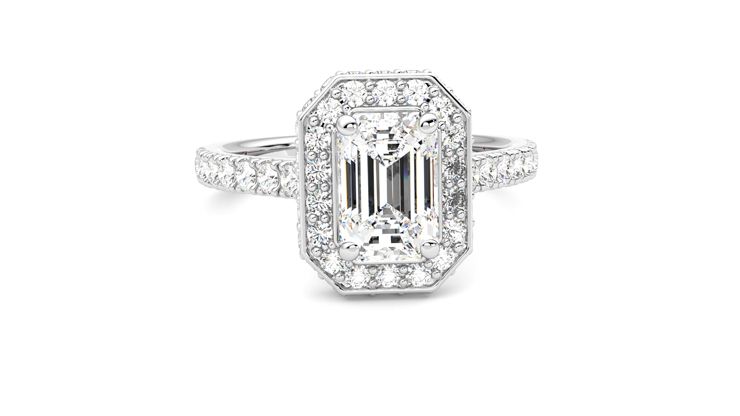 Taylor & Hart Elixir Emerald Engagement Ring 360 degree image 2
