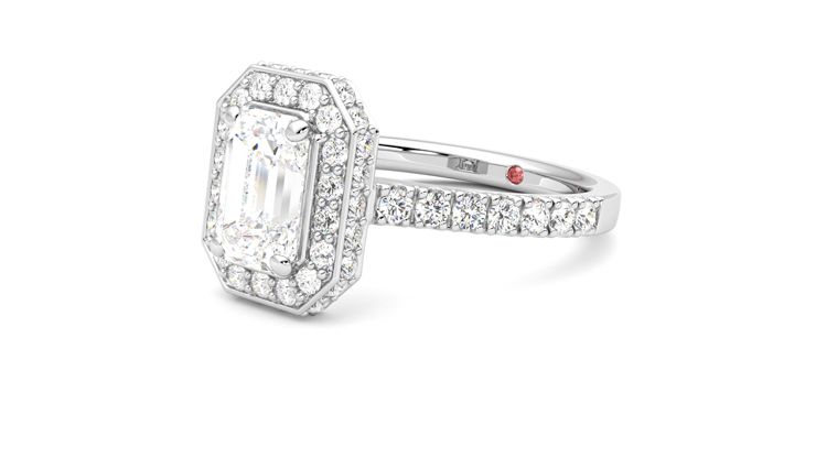Taylor & Hart Elixir Emerald Engagement Ring 360 degree image 24