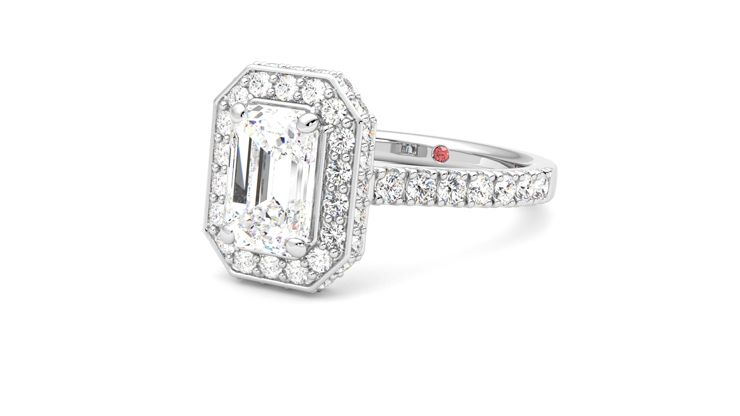 Taylor & Hart Elixir Emerald Engagement Ring 360 degree image 25