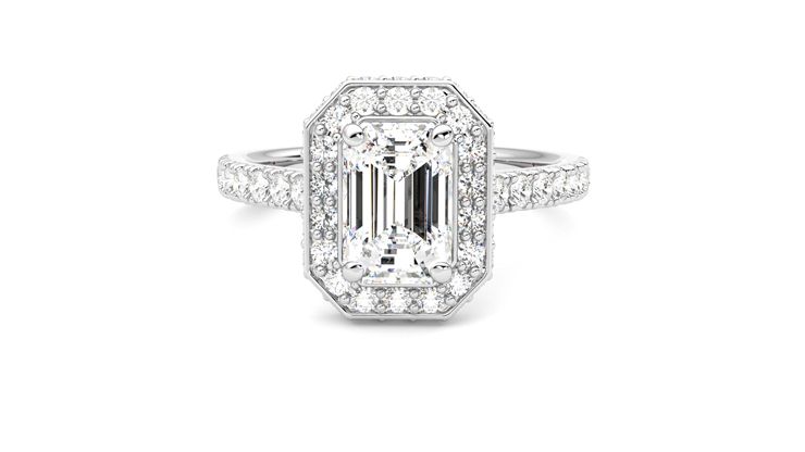 Taylor & Hart Elixir Emerald Engagement Ring 360 degree image 28