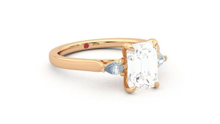 Taylor & Hart Faith Emerald Engagement Ring 360 degree image 5