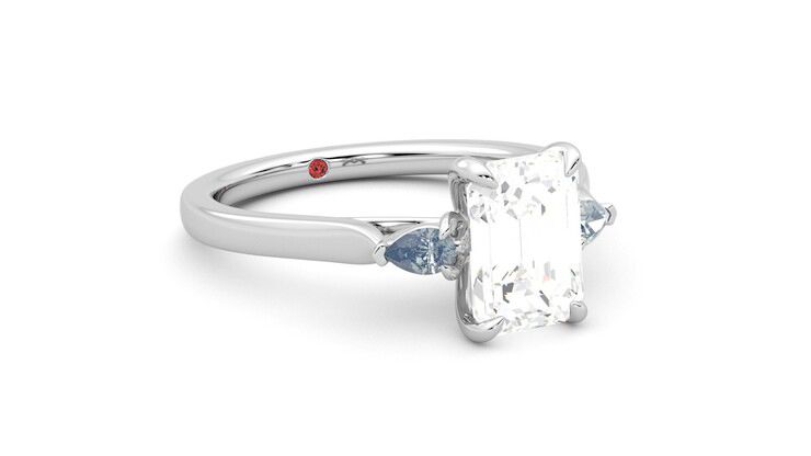 Taylor & Hart Faith Emerald Engagement Ring 360 degree image 5