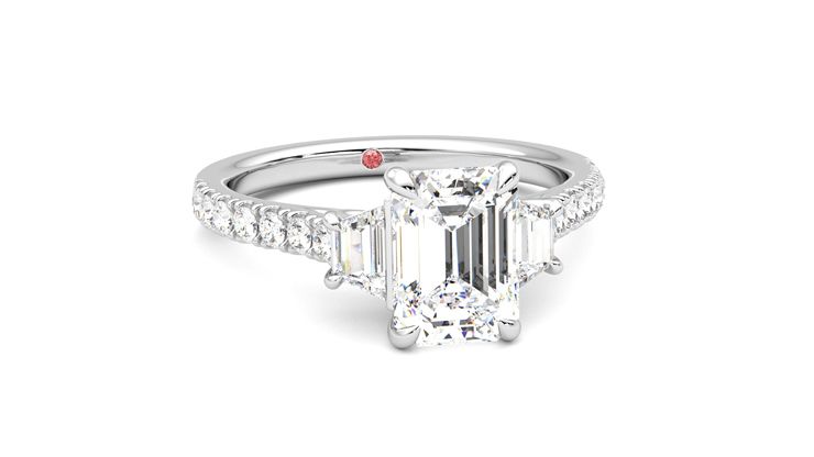 Taylor & Hart Felicity Emerald Engagement Ring 360 degree image 3