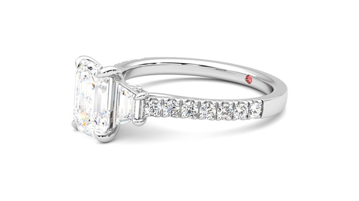 Taylor & Hart Felicity Emerald Engagement Ring 360 degree image 23