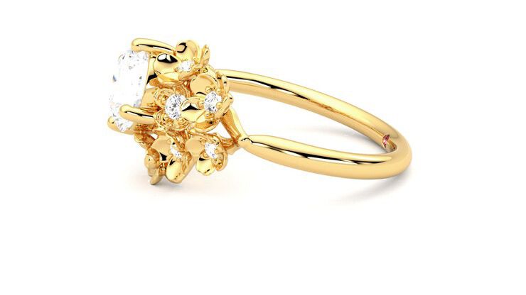 Taylor & Hart Lunarose Round Engagement Ring 360 degree image 21