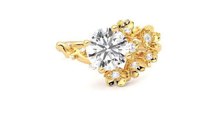 Taylor & Hart Lunarose Round Engagement Ring 360 degree image 29