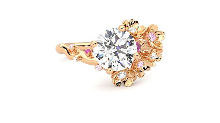 Taylor & Hart Lunarose Round Engagement Ring 360 degree image 2
