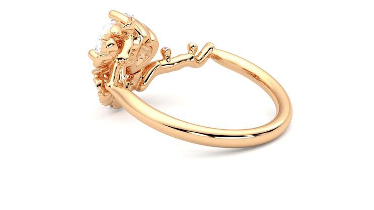 Taylor & Hart Lunarose Round Engagement Ring 360 degree image 18