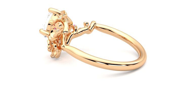 Taylor & Hart Lunarose Round Engagement Ring 360 degree image 19