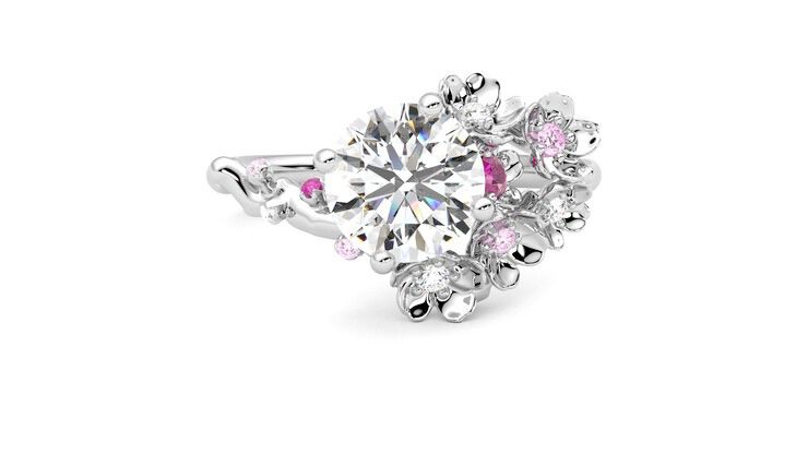 Taylor & Hart Lunarose Round Engagement Ring 360 degree image 0