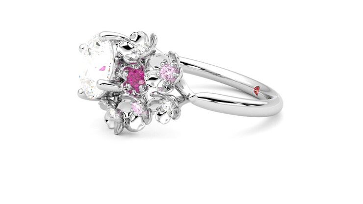 Taylor & Hart Lunarose Round Engagement Ring 360 degree image 22