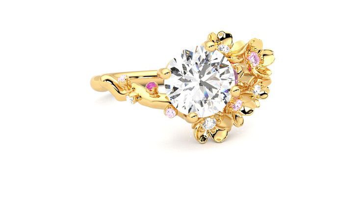 Taylor & Hart Lunarose Round Engagement Ring 360 degree image 3