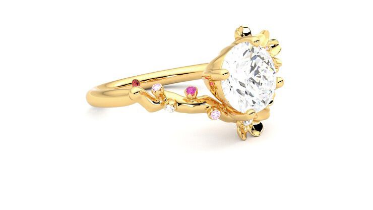 Taylor & Hart Lunarose Round Engagement Ring 360 degree image 6