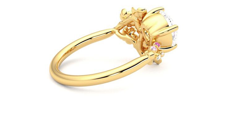 Taylor & Hart Lunarose Round Engagement Ring 360 degree image 11