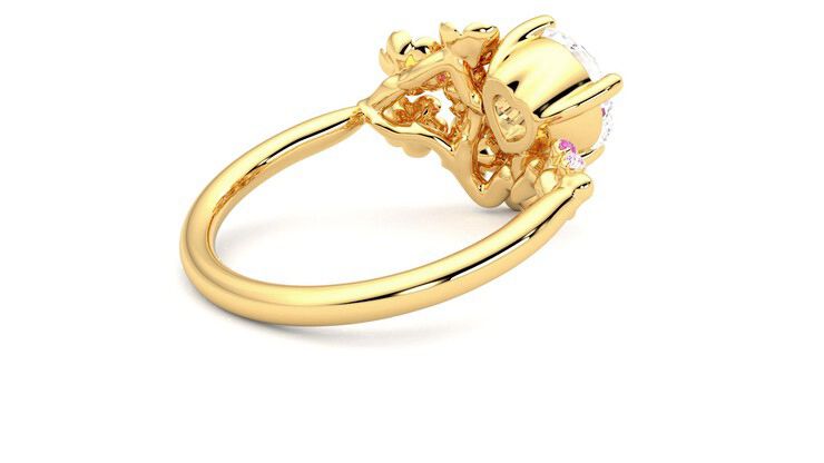 Taylor & Hart Lunarose Round Engagement Ring 360 degree image 12
