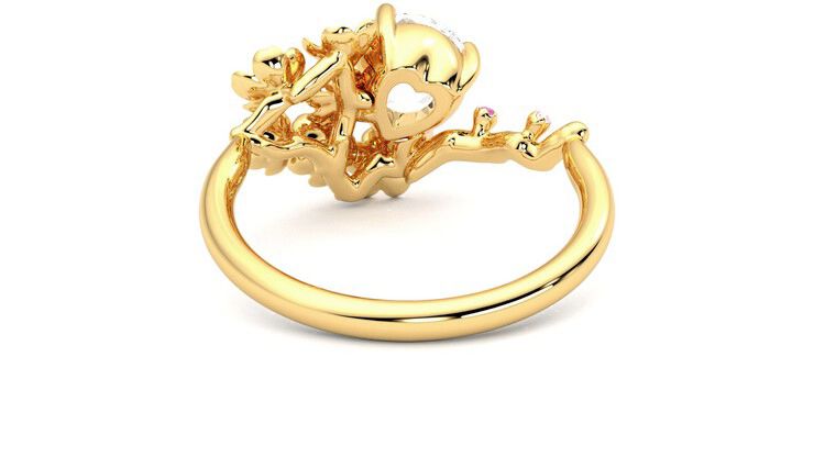Taylor & Hart Lunarose Round Engagement Ring 360 degree image 15
