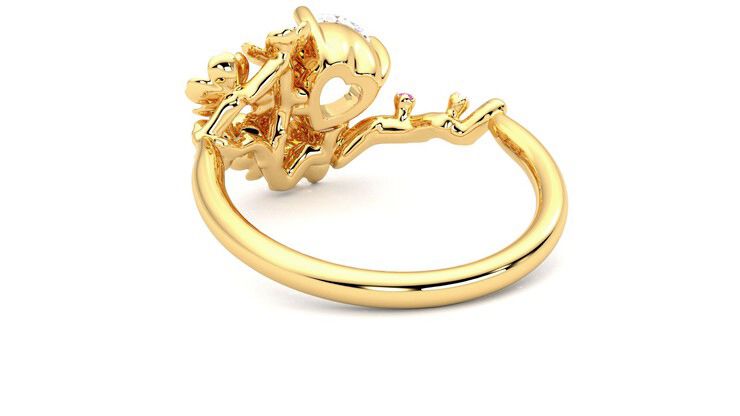 Taylor & Hart Lunarose Round Engagement Ring 360 degree image 16