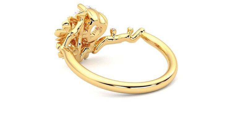 Taylor & Hart Lunarose Round Engagement Ring 360 degree image 17