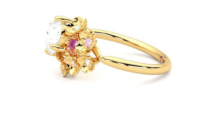 Taylor & Hart Lunarose Round Engagement Ring 360 degree image 21