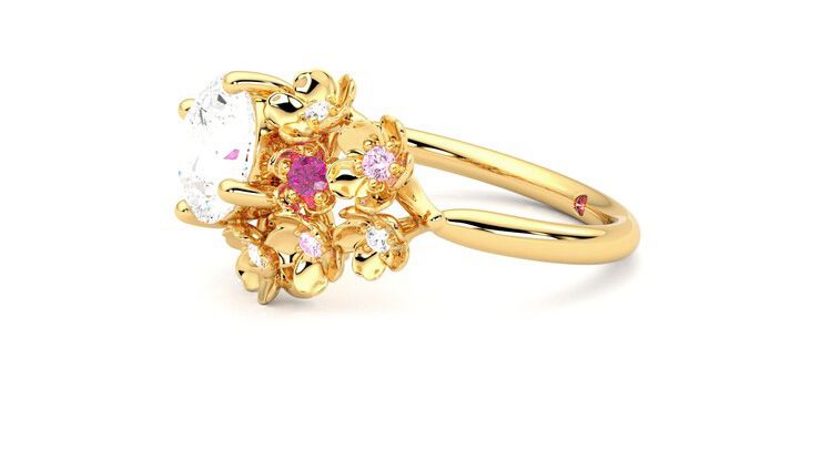 Taylor & Hart Lunarose Round Engagement Ring 360 degree image 22