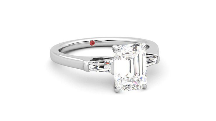 Taylor & Hart Mirror Emerald Engagement Ring 360 degree image 4