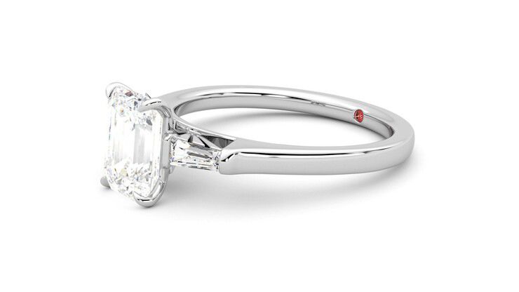 Taylor & Hart Mirror Emerald Engagement Ring 360 degree image 23
