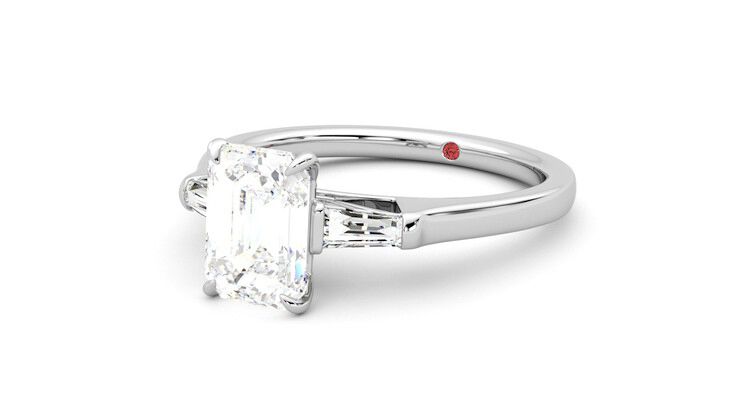 Taylor & Hart Mirror Emerald Engagement Ring 360 degree image 25
