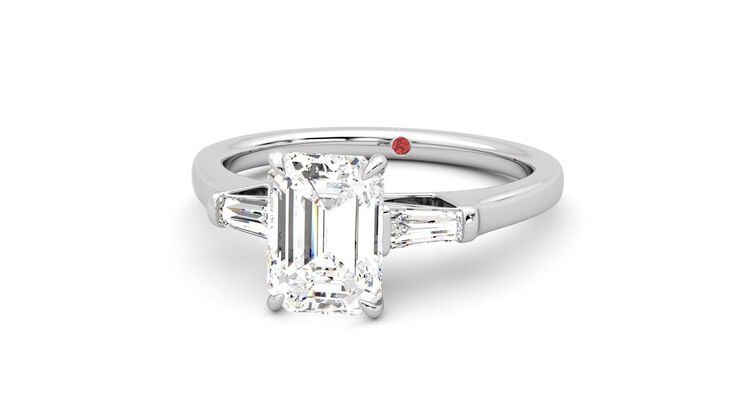 Taylor & Hart Mirror Emerald Engagement Ring 360 degree image 27