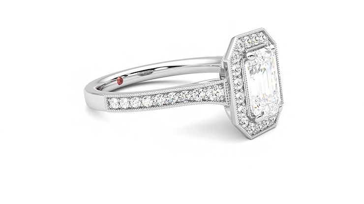 Taylor & Hart Talisman Emerald Engagement Ring 360 degree image 7