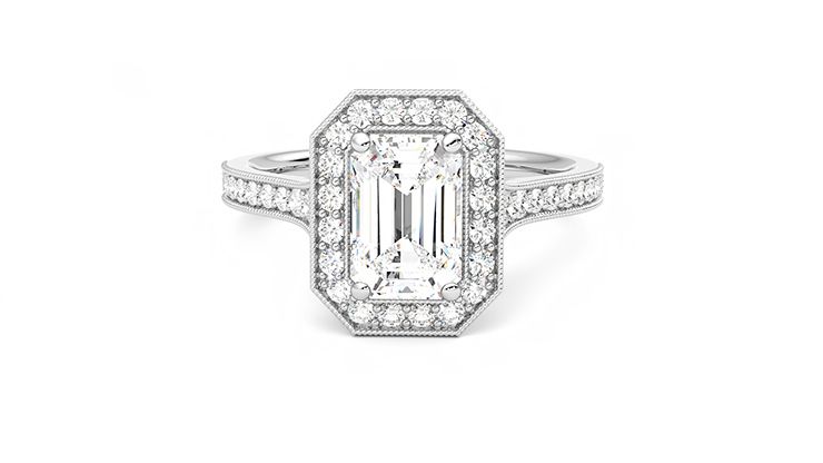 Taylor & Hart Talisman Emerald Engagement Ring 360 degree image 29