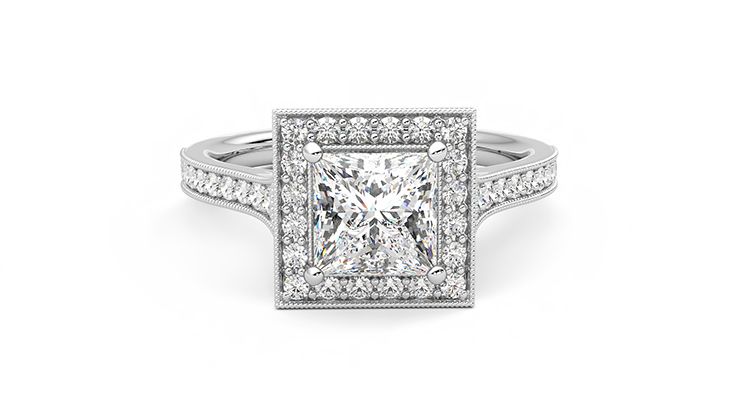 Taylor & Hart Talisman Princess Engagement Ring 360 degree image 1