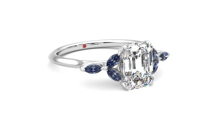 Taylor & Hart Tamora Emerald Engagement Ring 360 degree image 5