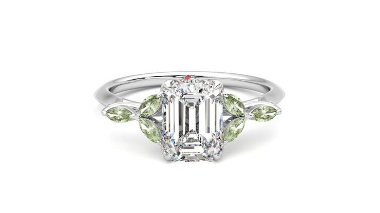 Taylor & Hart Tamora Emerald Engagement Ring 360 degree image 1