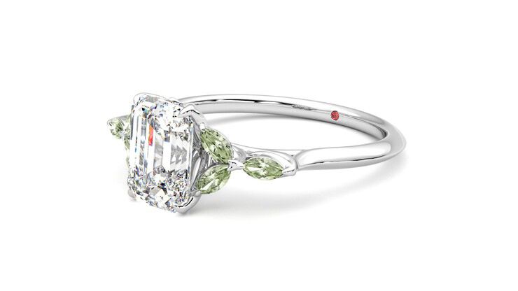 Taylor & Hart Tamora Emerald Engagement Ring 360 degree image 24