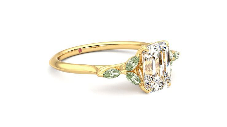 Taylor & Hart Tamora Emerald Engagement Ring 360 degree image 6