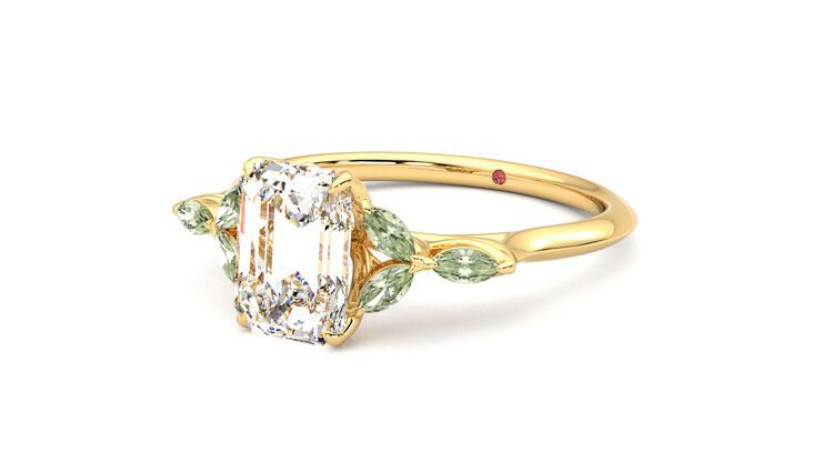 Taylor & Hart Tamora Emerald Engagement Ring 360 degree image 25