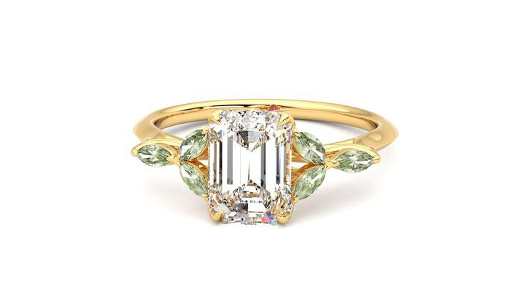 Taylor & Hart Tamora Emerald Engagement Ring 360 degree image 28